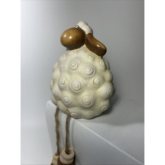 Ceramic Lamb Sheep Shelf Sitter Farm Country Decor 6” Sitting. Dangling Feet - Picture 3 of 8